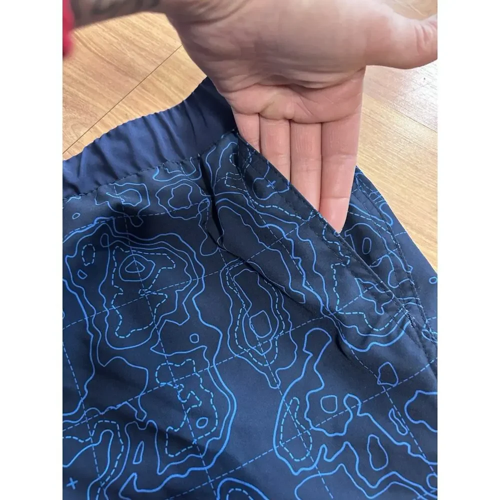 ZeroXposur Men's Blue Topographic Map Print Swim Trunks Shorts Size XL UPF 50+